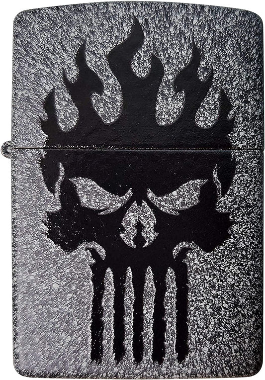 Flaming Bad Punishing Skull - Iron Stone Zippo Lighter