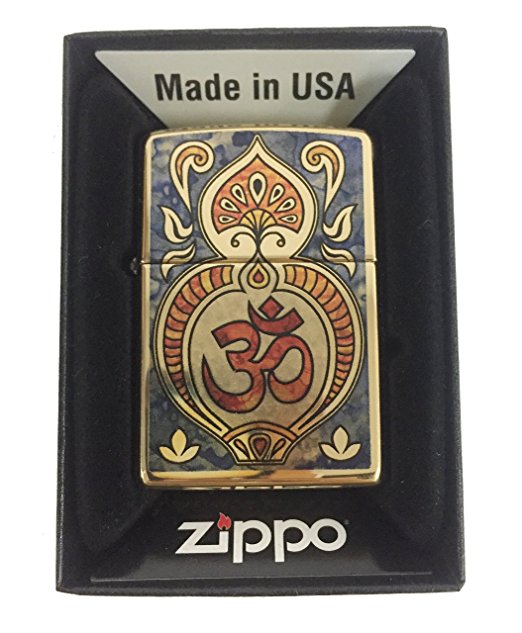 Hindu Om Aum Religious Spiritual Design - Fusion High Polish Brass Zippo Lighter