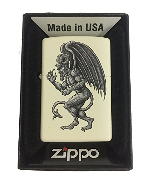 Demon Gargoyle Winged Horror Gothic Monster - Flat Sand Zippo Lighter