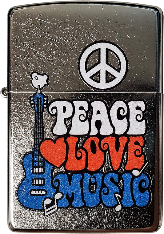 Peace Love Music - Street Chrome Zippo Lighter