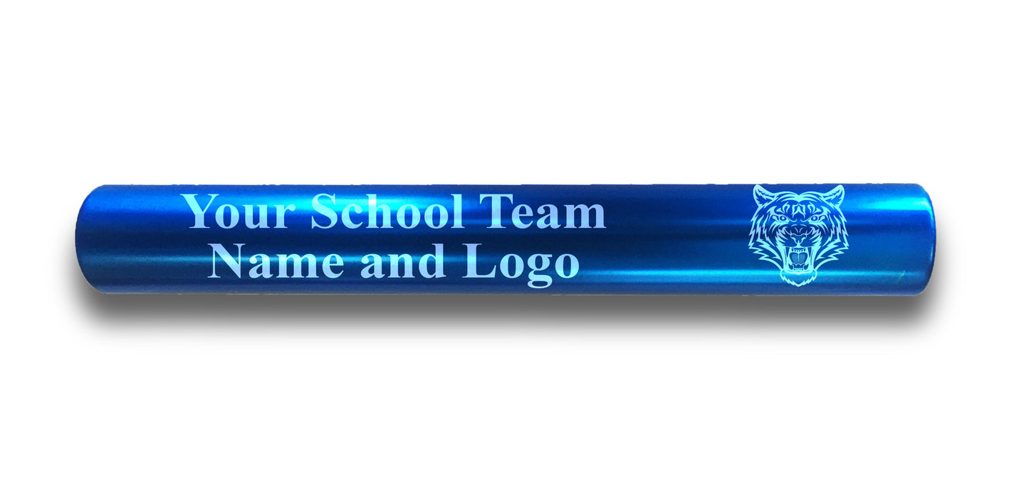 Custom Blue Aluminum Track and Field Relay Baton Personalized Gift - Your Team Name and Logo Engraved