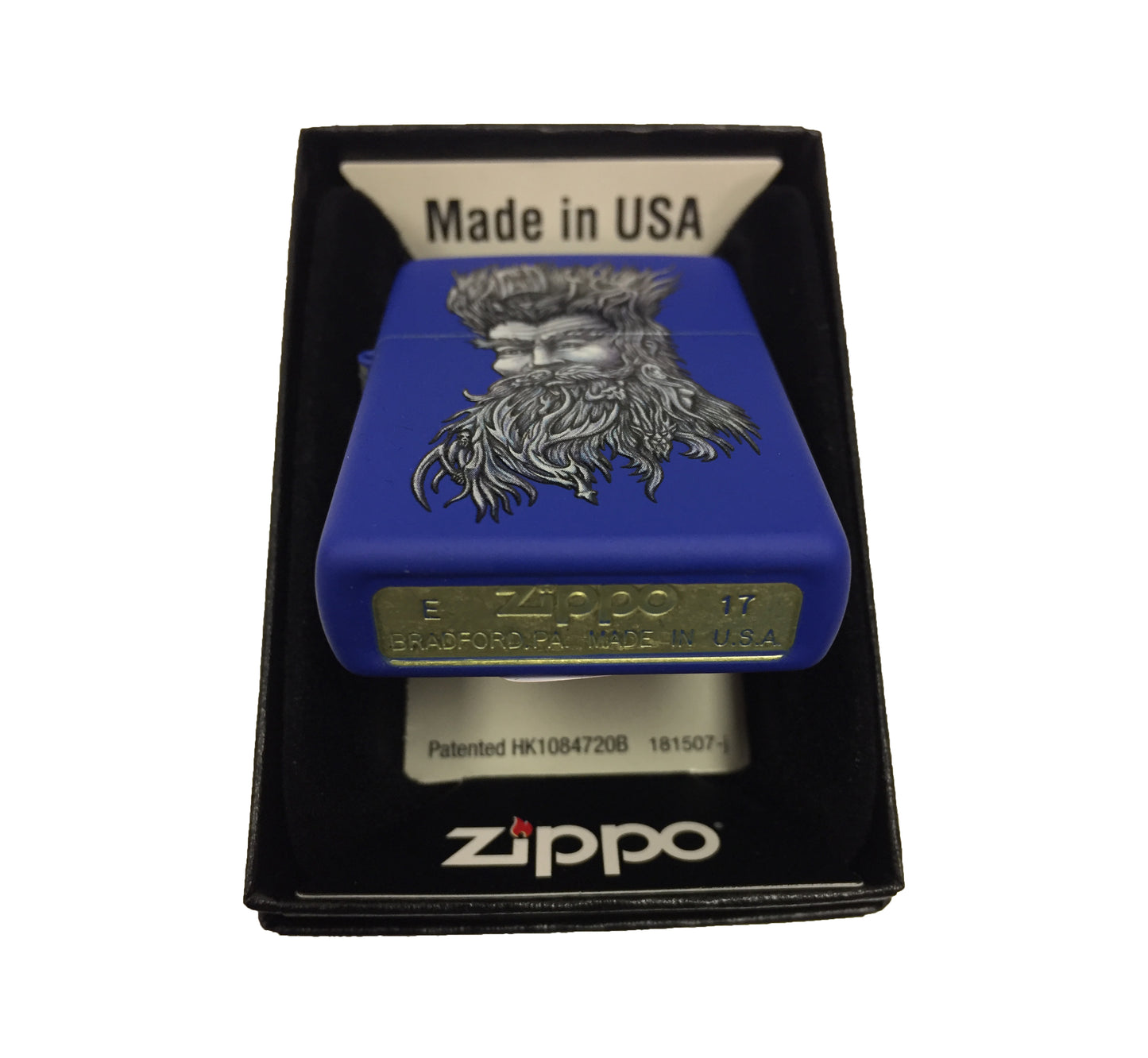 Poseidon with the Sea in His Hair - Royal Blue Matte Zippo Lighter