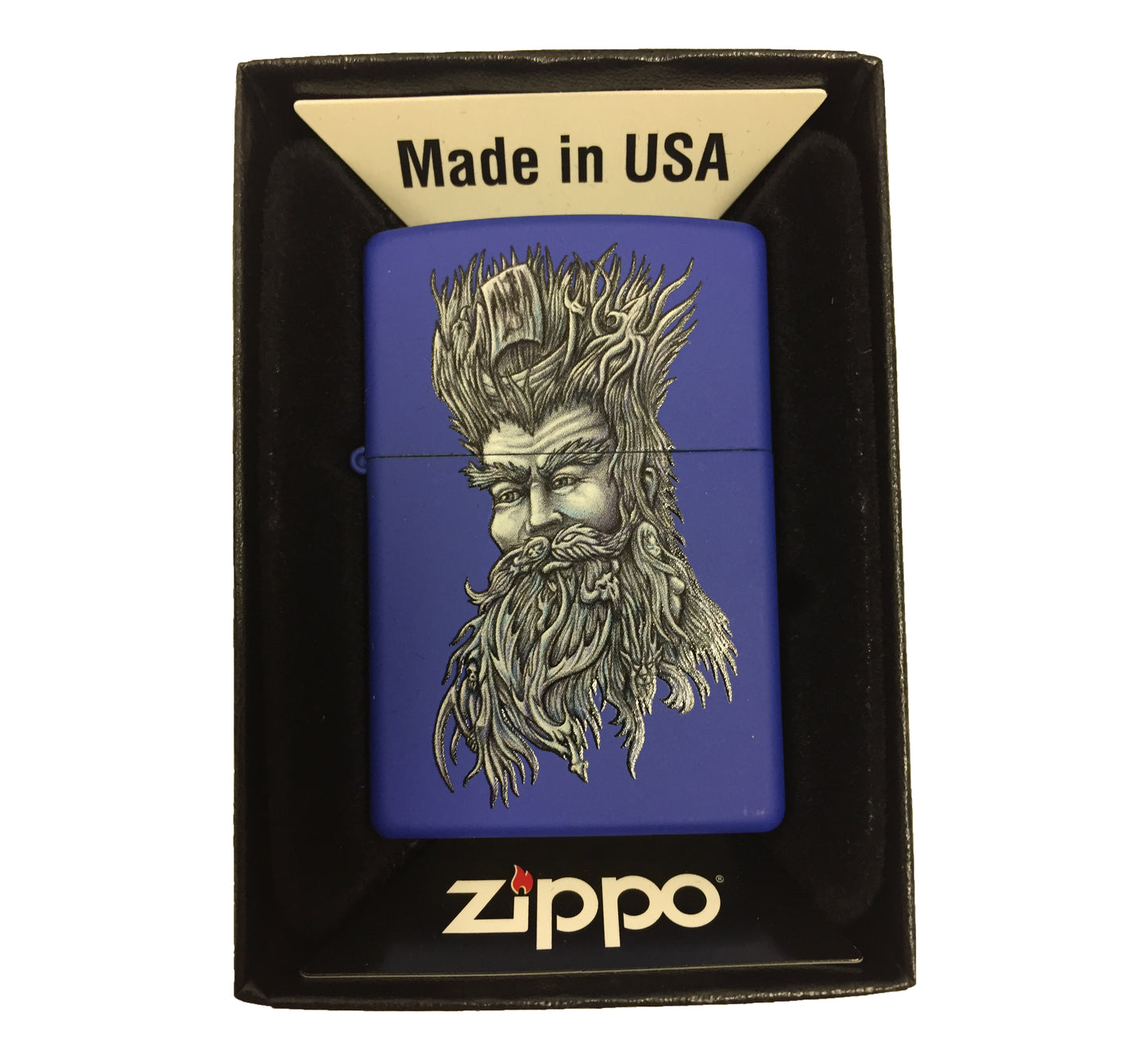 Poseidon with the Sea in His Hair - Royal Blue Matte Zippo Lighter