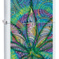 Double Sided Paisley Colorful Leaf - White Matte Zippo Lighter