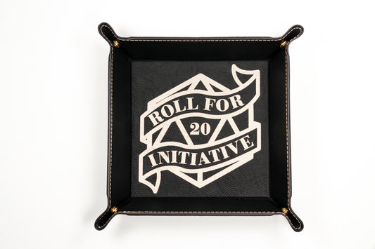 Engraved Leather Dice Tray, 6 Inch