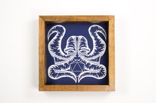 Wood Dice Tray with Engraved Leather Liner, 6 Inch