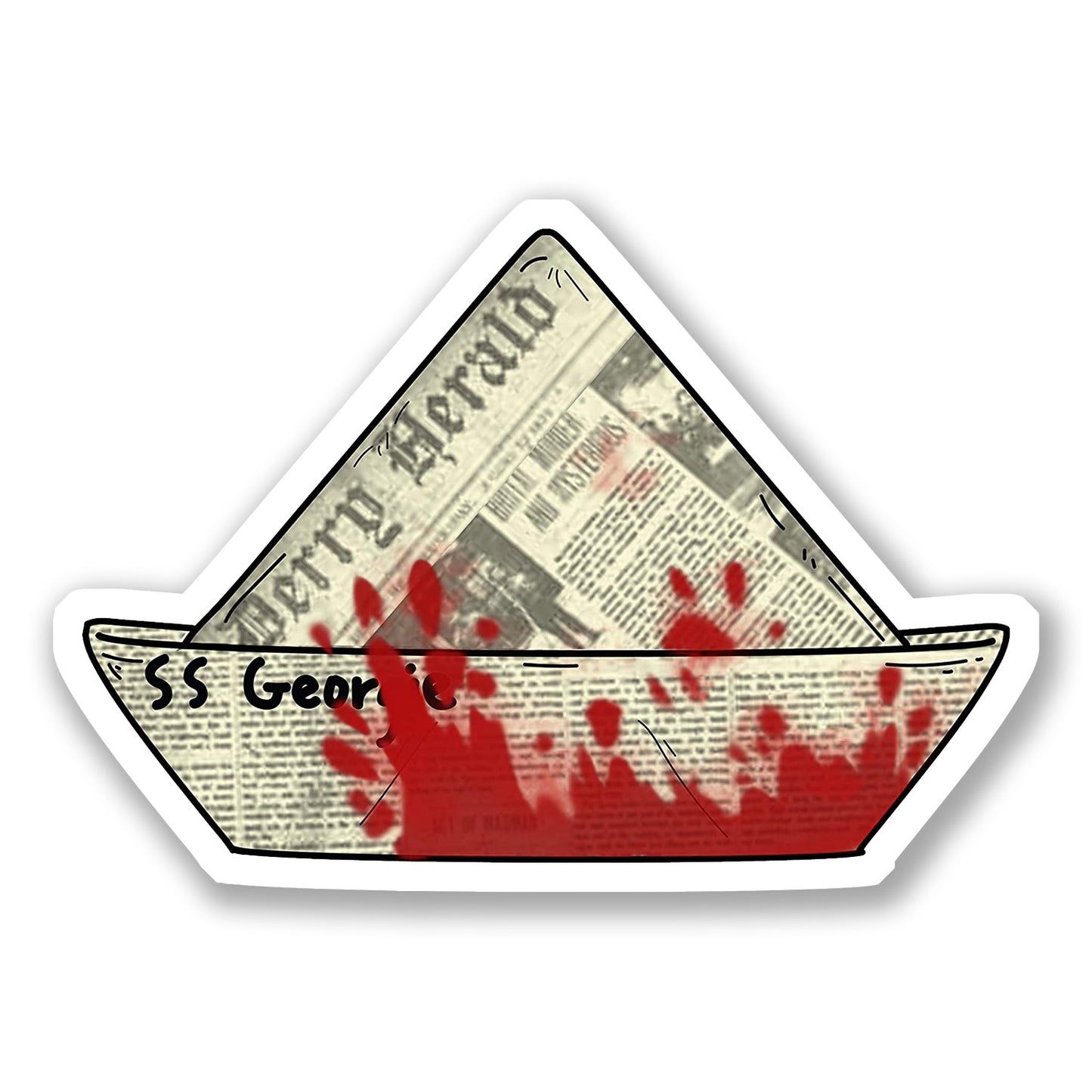 SS Georgie Bloody Newspaper Boat Vinyl Die Cut Sticker