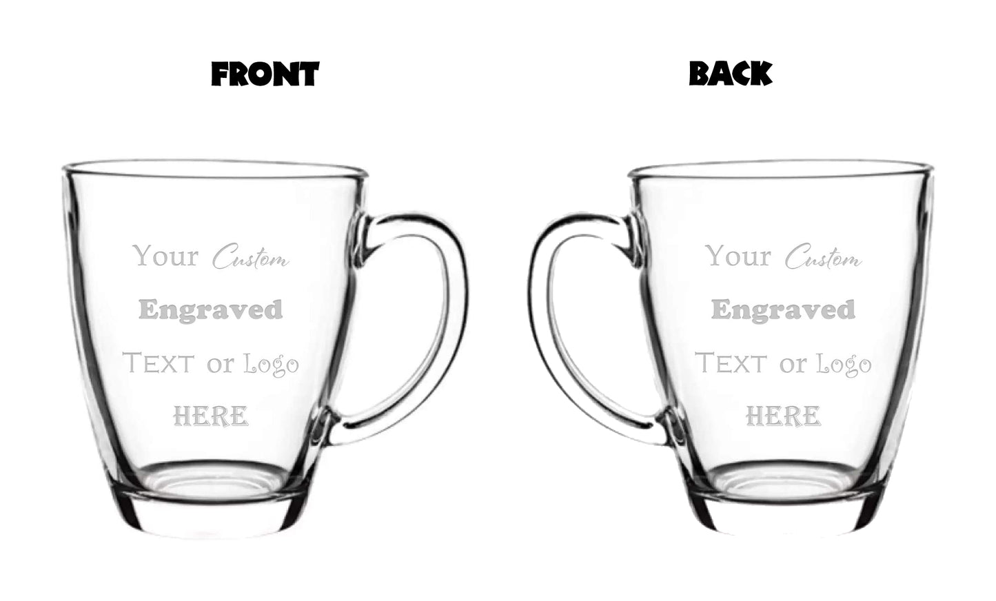 Custom Engraved 12 oz Round Tea Glass - Add Your Text or Logo