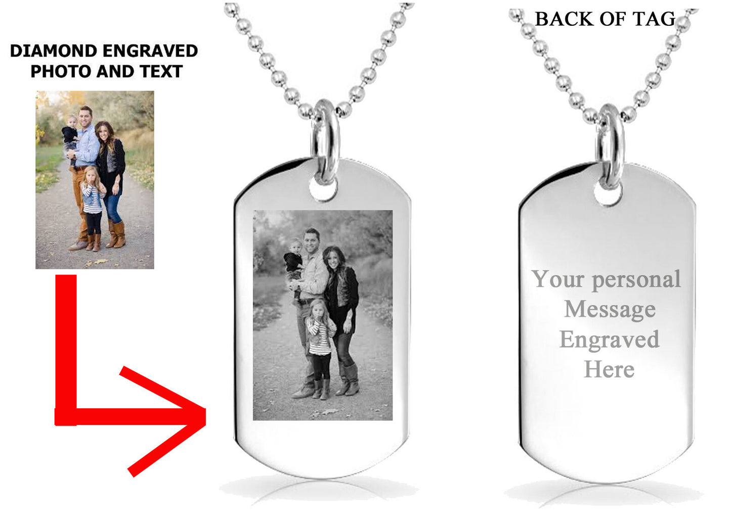 Customized Engraved OR Color Printed Dog Tag Keychain or Necklace - Add Your Text, Logo, or Photo